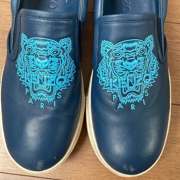 KENZO Tiger platform slip-ons blue marine light Blue leather sneaker sz 8.5 (39) - Picture 13 of 13